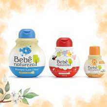 Kit Banho Bebê Shampoo Condicionador Colônia Infantil Sem Lágrimas Hipoalergênico Vegano Extrato Algodão - Damasco - Visão 2