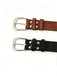 2pcs Women's Spring/Summer Fashion Buckle PU Decorative Belt Set - Multicolor - View 4