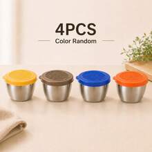 6PCS 2.7oz Sauce Cups With Lids, Stainless Steel Mini Condiment Containers For Dips, Lunch Box, Leak Resistant, Random Color - Multicolor - View 14