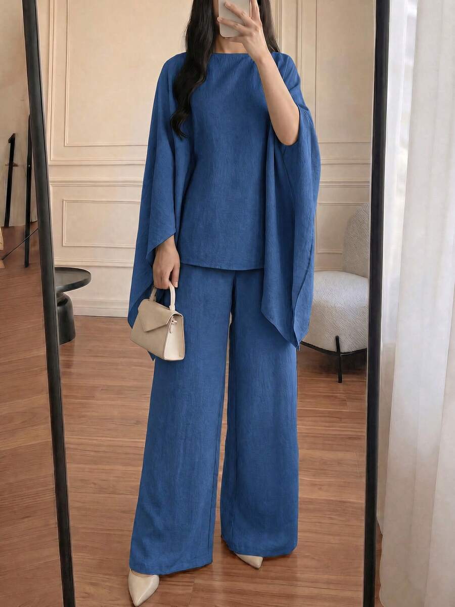 Women's Holiday Casual Elegant Waist Cinching Batwing Sleeve Loose Suit - View 1