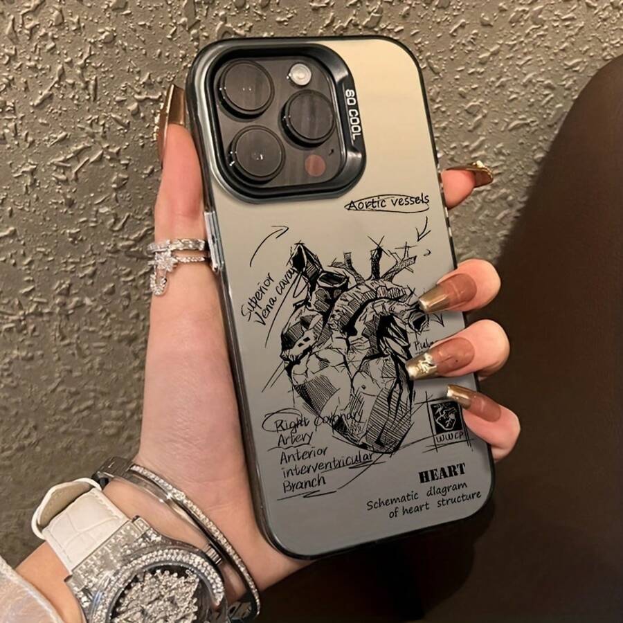 Phone Case - IMD Electroplated Colorful Heart Pattern Phone Case, Compatible With IPhone 14/13 Pro Max/12 Pro/Soft Case 11/Xr/Xs Max/Xs/7/8 Plus, Shockproof 15 - Translucent Black - View 1