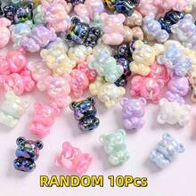 10pcs, 17x21mm UV Acrylic Small Bear Beads With Straight Hole, Cartoon 3D Animal Decor Beads, DIY Jewelry Making, Keychain, Bag Pendant Accessories - Bear - View 12