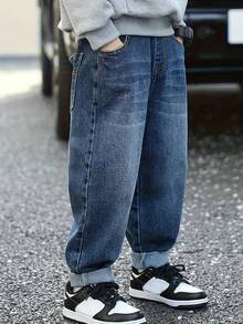 Tween Boy Spring/Autumn New Casual Denim Jeans - Medium Wash - View 8