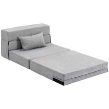 Floor Sofa, Upholstered Couch, Convertible Into A Mattress, Foam, Cushions, Light Grey - Light Grey - View 1