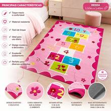 Tapete Kids Amarelinha Infantil Azul 1,40x1,00 Macio Antiderrapante Decorativo - amarelinha azul - Visão 3