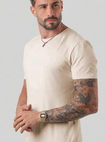Men's Basic T-Shirt, Plain Cotton, Premium Peruvian Knit - Off White - View 4
