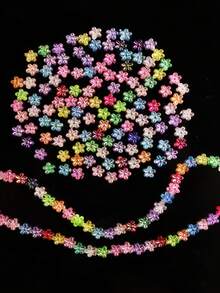 100pcs 7mm AB Color Transparent Acrylic Flower Beads, DIY Handmade Beaded Necklace Jewelry Making Materials, Decorative Mixed Color Beads - Multicolor - View 3