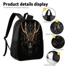 Ensemble de trois sacs à dos, adapté à toutes les occasions, comprenant un sac pour ordinateur portable et une pochette pour accessoires, avec des bretelles épaisses réglables et des fermetures é - Noir - Voir 3