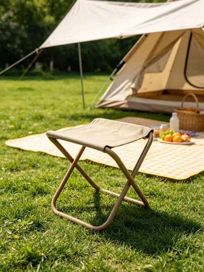 A Camping Stool Foldable Stool Portable Fishing Chair Lightweight Folding Chair Camping Chair Stool Outdoor Picnic Four-Corner Stool