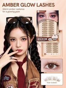 Mlen Diary 自黏式簇狀假睫毛 10.5-13.5mm C捲度 免膠水 可重複使用 卡通風 自然感 DIY 接睫毛套組 - C - 查看 2