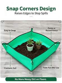 1pc Waterproof Foldable Plant Repotting Mat With Free Garden Digging Gloves, Thick PE Anti-Spill Gardening Work Tray For Succulent Flower Transplanting Soil Mixing Gardening Repotting Mat + Free Garden Claw Gloves - A - View 5