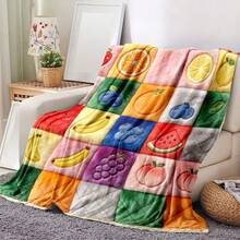 1 buah Kain Poliester Lembut dan Nyaman Motif Patchwork Buah Segar Warna-warni Gaya 2D, Cetakan Digital Cerah, Cocok untuk Semua Musim - Sempurna untuk Sofa, Penggunaan Sehari-hari, Perjalanan, dan Hadiah - MultiWarna - View 2