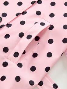 Plus Size Women's Elegant Fashion Polka Dot Double-Breasted Jacket With Belt, Suitable For Spring/Autumn Commute And Daily Wear - Pink - View 7