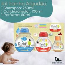 Kit Banho Bebê Shampoo Condicionador Colônia Infantil Sem Lágrimas Hipoalergênico Vegano Extrato Algodão - Damasco - Visão 4