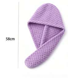 Microfiber Hair Drying Towel Cap With Square Print Design - Champagne - View 2