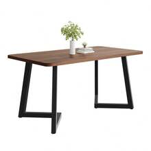 117 X 68 Cm Dining Table / Modern Marble Pattern Rectangular Dining Table / Dining Table Made Of MDF / Table Frame Made Of Metal / With Metal Legs / Suitable For Dining Room And Living Room - 胡桃木色+黑色 - 查看 5