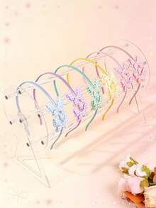 6pcs/Set Girls Side Bow Headbands, Sweet Faux Pearl And Faux Rhinestone Decorated Headbands, Suitable For Holiday Parties And Daily Wear, Teen Hair Accessories - Multicolor - View 6