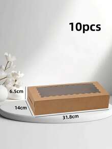 5pcs/10pcs 31.8x14x6.5cm Long Cardboard Gift Box Cake Packaging Box, Wavy Transparent Window Rectangular Paper Box, Suitable For Halloween, Christmas And Other Holiday Cake, Candy, Cupcake Packaging, Home Party Favor Storage, Wedding Cupcake Display - View 15