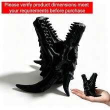 3D列印惡魔龍頭筆筒兼蠟燭台 | 哥德式暗黑幻想風格桌面裝飾 | 精緻龍鱗紋理 | 適用於書桌/玄關/遊戲室 | 文具與珠寶收納 | 暗黑美學收藏首選 - 龍頭筆筒 - 查看 6