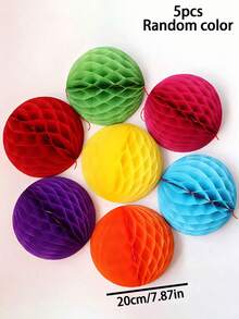 5Pcs Honeycomb Flower Balls, Decorated With Thin Paper Pompoms, Suitable For Birthdays, Weddings, And Home Decoration, Christmas, Thanksgiving, New Year, And For Window Decoration - Multiple Styles - View 8