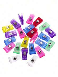 Set de 10/20 piezas de Mini pinzas de plástico de colores aleatorios con borde para acolchado, costura, scrapbooking, fijación de tela y manualidades DIY - Multicolor - Ver 10