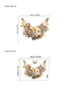 1件裝 小動物裝飾牆貼，向日葵小狗、調皮貓咪、閱讀兔子、吊床兔子、樹幹上的小兔子，PVC自黏可移除牆貼，適用於臥室、客廳、書房、餐廳、浴室、居家牆面裝飾、房間佈置等 - 彩色 - 查看 9