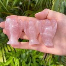 Rose Quartz Angel Carving: AAA Grade Healing Crystal Decor (2'') - Pink - View 6