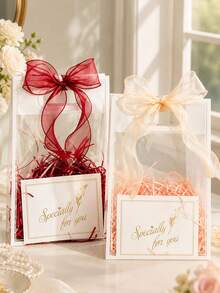 20pcs/10pcs/5pcs Kantong Kado PVC Transparan (Pita Tidak Termasuk), Tas Jinjing, Cocok untuk Ulang Tahun, Pernikahan, Hari Valentine, Upacara Wisuda dan Acara Lainnya, Kantong Kado Plastik Transparan, Kantong Penyimpanan Kosmetik Kapasitas Besar - Transparan hitam dan putih - View 5