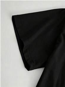 Maglietta unisex in puro cotone, stile streetwear Y2K, estiva, dal magazzino locale, della generazione degli anni '90. - nero - Visualizzare 5