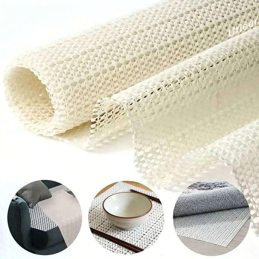 1 Rollo de Revestimiento de Estante de Silicona Engrosada para Gabinetes de Cocina Impermeable/Resistente al Aceite Revestimiento de Cajón con Agujeros Antideslizante Revestimiento de Armario y Refrigerador (Sin Adhesivo) - 150x200cm - Ver 1
