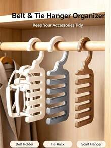 1pc Multi Slots Belt And Tie Hanger Organizer, Closet Space Saving Storage Hook For Belts, Neckties, Scarves, Durable Wardrobe Accessory Storage Rack For Home Bedroom Use,Bedroom Room Decor,Back To School - View 2