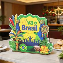 Brazil National Day Party Decoration Wooden Tabletop Ornament Holiday Celebration Plaque - Multicolor - View 8