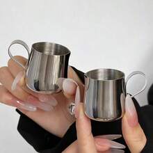 Stainless Steel Mini Milk Pitcher With Pointed Spout, Latte Art Cup, Small Milk Jug, Coffee Milk Cup, Coffee Tool - Silver - View 5