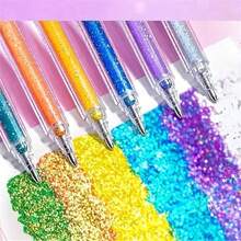 Sparkling Pearlescent Quicksand Journal Pen - Flashing, Shiny, And Fluorescent Halloween And Christmas Festival Gifts For The Start Of School Season, Art. School Supplies - Sets - View 5