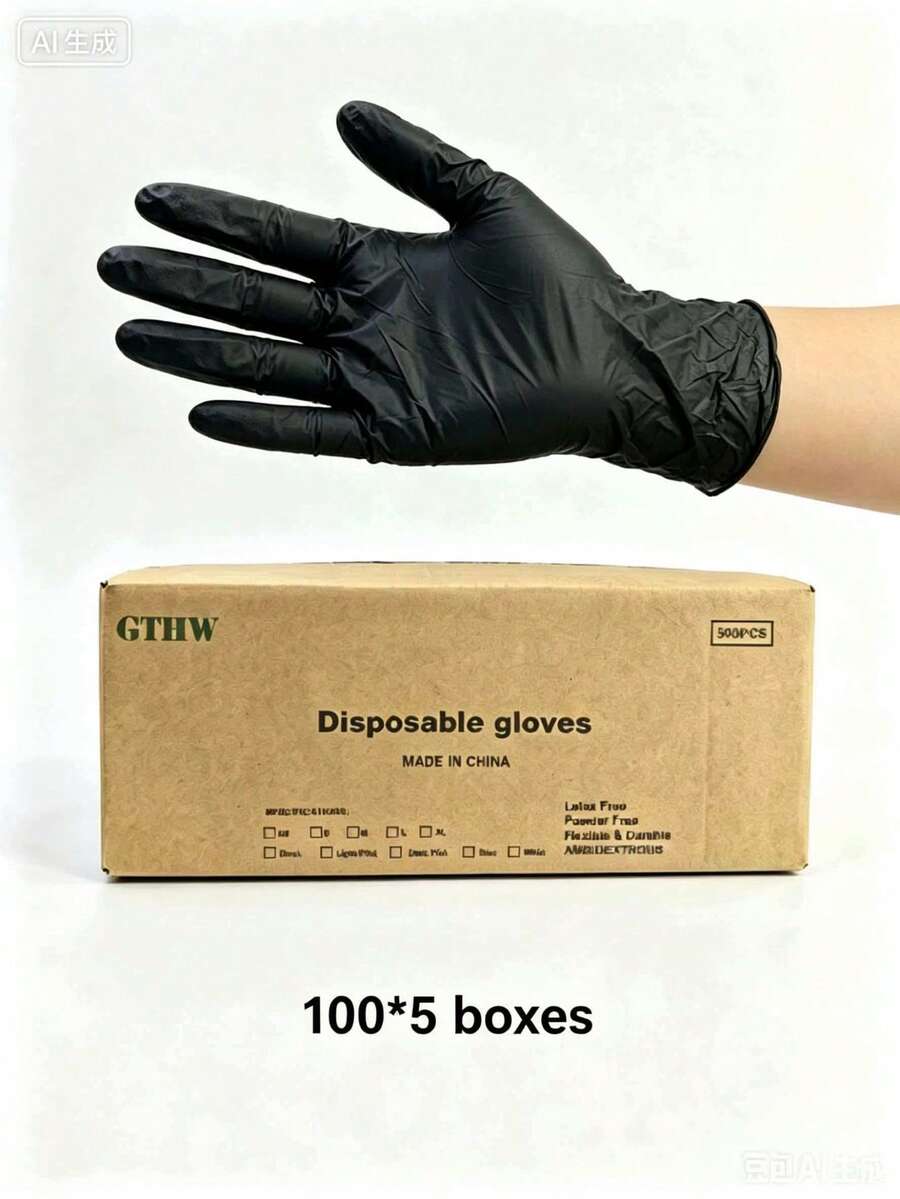 Bulk Pack Black Disposable PVC Gloves (100*5 Dispenser Box) Multiple Sizes Available, Thickened Durable Waterproof, Powder-Free Latex-Free, Frosted Fingertips High Fit - Suitable For Kitchen Dishwashing, Sanitary Cleaning, Beauty Hair Tattooing, Pet Care, Craft Painting And Household Multi-Functional Design Fashionable Cleaning Gloves