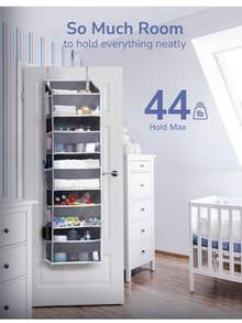 Over-The-Door Hanging Storage Organizer, 5-Tier Hanging Door Storage Bag With 5 Large Capacity Pockets, Anti-Tilt, 44 Lbs Load Capacity, Suitable For Bedroom, Bathroom, Storage Room, Nursery - Dark Grey - View 9