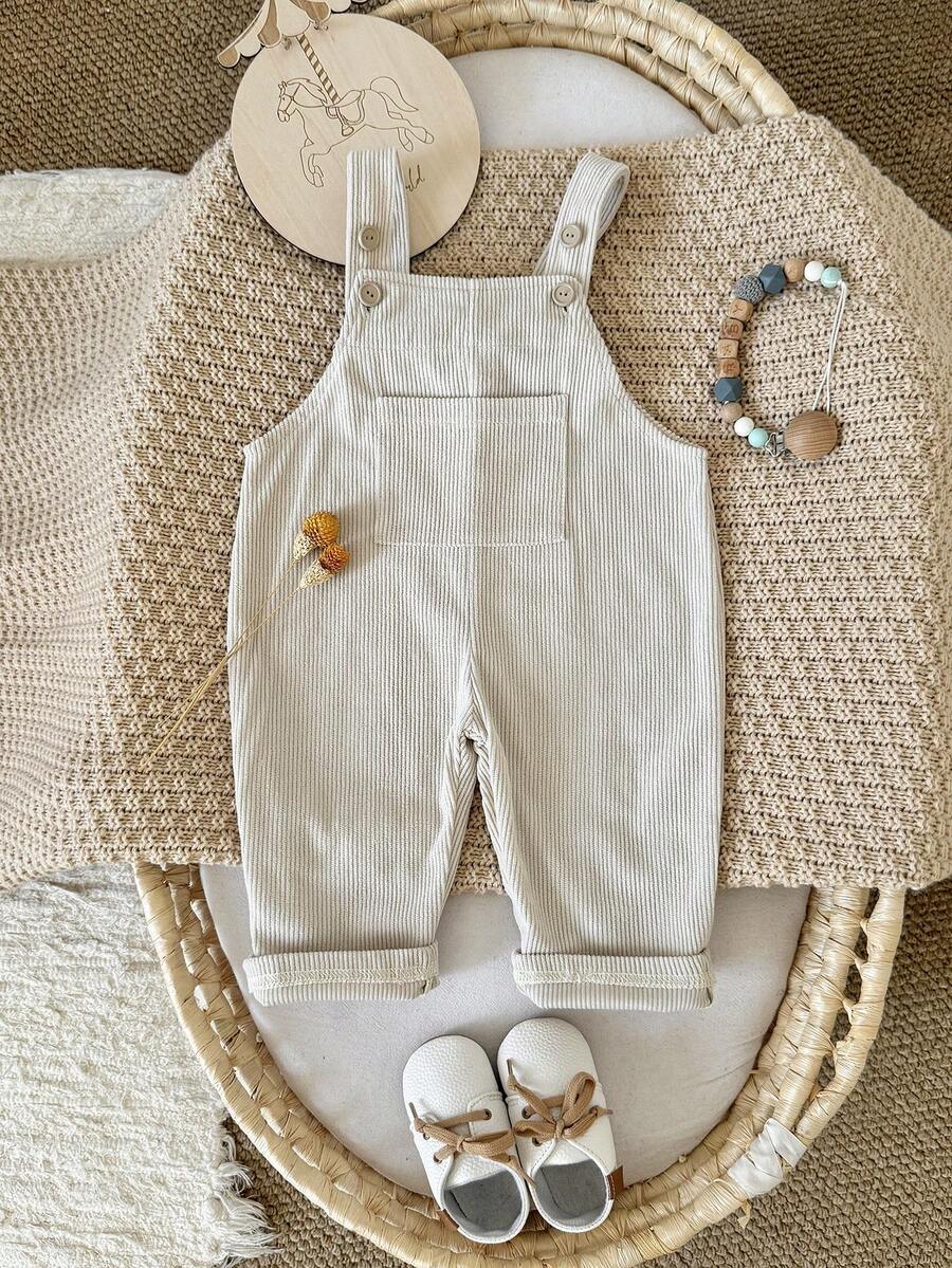 Baby Girls Sleeveless Corduroy Overalls Solid Color Unisex Versatile Long Pants