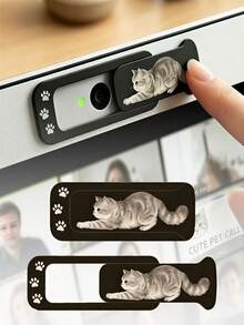 可愛貓咪印花滑動式筆電攝影機遮蓋蓋 - 適用於筆記型電腦、手機與桌上型電腦；隱私保護與防偷窺功能；防水、防震、防摔、防刮、防指紋，全覆蓋設計 - 多色 - 查看 1