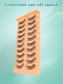 5 Pairs Cat Eye D-Curl 3D Voluminous False Eyelashes Set, Soft Natural Look - Black - View 8