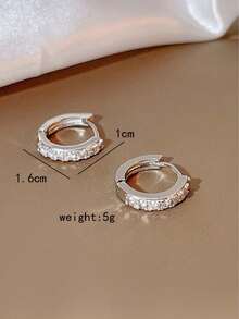 1 Pair Round Full Rhinestone Stud Earrings - Silver - View 4