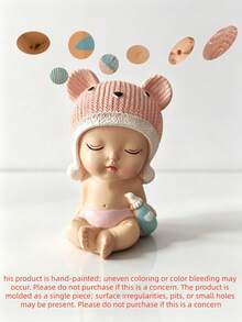 1pc Cute Baby Cake Decor, Lively And Adorable Baby Decoration | Mini Version, Suitable For Home Decor, Desk And Car Decor, Baby Shower Decor, Gender Reveal Party, Cake Decoration, Birthday Decoration (Hand-Painted, Some Color Unevenness May Occur, But It Won't Affect The Overall Appearance Of The Product, Please Do Not Purchase If You Mind) - Multicolor - View 12