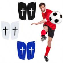 1 Pair Cross Pattern Football Shin Guards, Black/White/Blue - 3 Colors Available, High Quality, Durable And Lightweight, Comfortable Fit Design, Outdoor Sports Football Equipment Accessories - Suitable For Cycling, Running And More - Cross Shin Guard - View 1