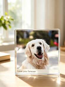 1pc Personalized Photo Cube - Customizable Bedside Decor, Personalized Acrylic UV Printed Photo, Customizable Image Acrylic Photo Tile, Decorative Ornament, Photo Frame, Suitable For Home Decor, Pet Memorial, Graduation Gift, Anniversary Gift, Supports Adding Personal Photos And Text, Acrylic Material To Preserve Beautiful Memories - Multicolor - View 3