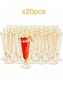 1-20pcs Reusable Clear Champagne Cups, 4.5oz Cocktail Party Cups, Suitable For Parties, Weddings And Large Celebrations, School Supplies, Back To School Season - Multicolor - View 15