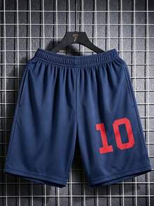 1pc Tween Boys' Comfortable Football & Outdoor Sports Style Shorts, Popular Spring/Summer Item - Blue - View 7