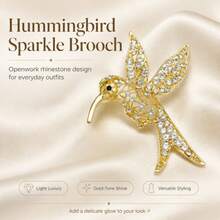 1pc Hollow Full Rhinestone Hummingbird Brooch, Sparkling Crystal Animal Brooch, Women's Suit Shirt Daily Wear Jewelry Gift - Multicolor - View 2
