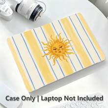 1件式 Macbook 相容保護殼，黃色條紋與太陽 UV 印刷圖案，筆電保護套，極簡輕量耐用保護殼，相容 Macbook Air Pro 13.3 13.6 14.2 15.3 16.2 吋，適用於 13 吋 Neo 筆電保護殼 A3404 型號/ D14, D16 - 查看 8