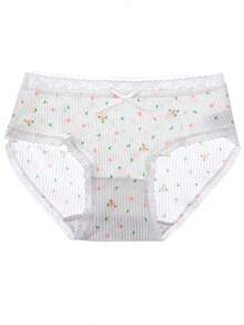 Set 5 buah Celana Dalam Wanita Bergaya Pastoral Manis dan Nyaman dengan Hiasan Renda dan Pita - MultiWarna - View 5