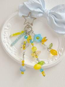 Cute Lemon Beaded Bag Charm INS Aesthetic Flower Keychain Colorful Summer Purse Pendant For Handbag Backpack,Bag Charms For Tote Bags - Multicolor - View 5