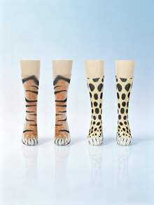 1/6 Pairs 20-24 3D Printed Funny Socks, Animal Pattern Socks, Valentine's Day Funny Socks, Suitable For April Fool's Day Prank Friends, Quirky Socks - Multicolor - View 2